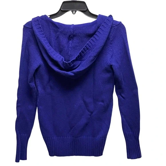 Old Navy Women Royal Blue Cable Knit Hooded V Neck Sweater Long Sleeve XS NWT - Picture 6 of 7